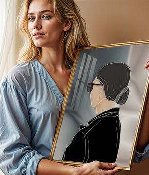Modern woman with sunglasses and gold hoop earrings
