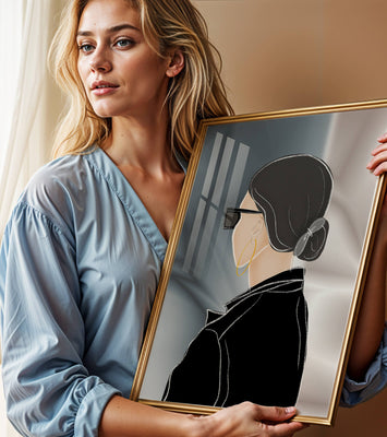 Modern woman with sunglasses and gold hoop earrings