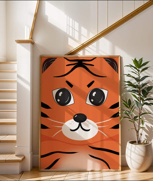 Illustration d’un visage de tigre adorable avec des traits marqués