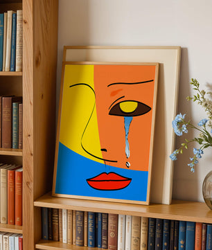 Colorido arte de rostro abstracto con lágrima en estilo moderno