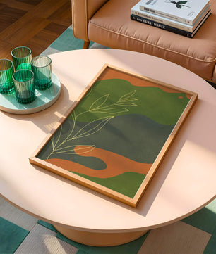 Abstrakte botanische Kunst mit Goldblatt auf buntem Hintergrund