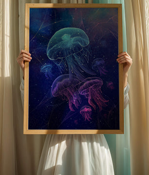 Jellyfish Illuminated in Magical Ocean Scene