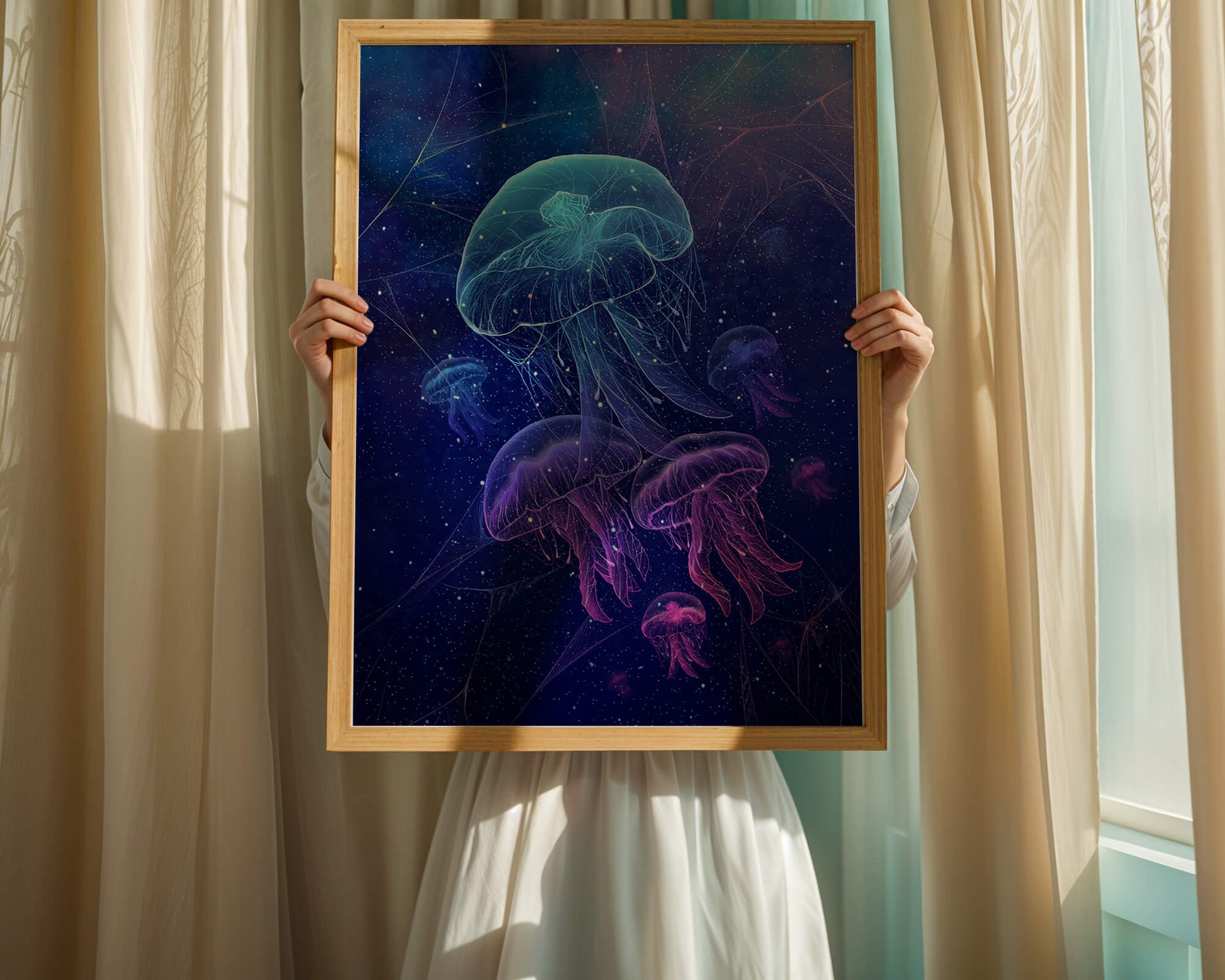 Jellyfish Illuminated in Magical Ocean Scene