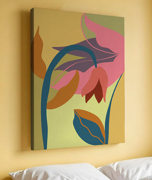 Abstract floral illustration with vibrant colors and organic shapes