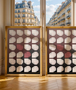 Contemporary Geometric Design with Red and White Sheets