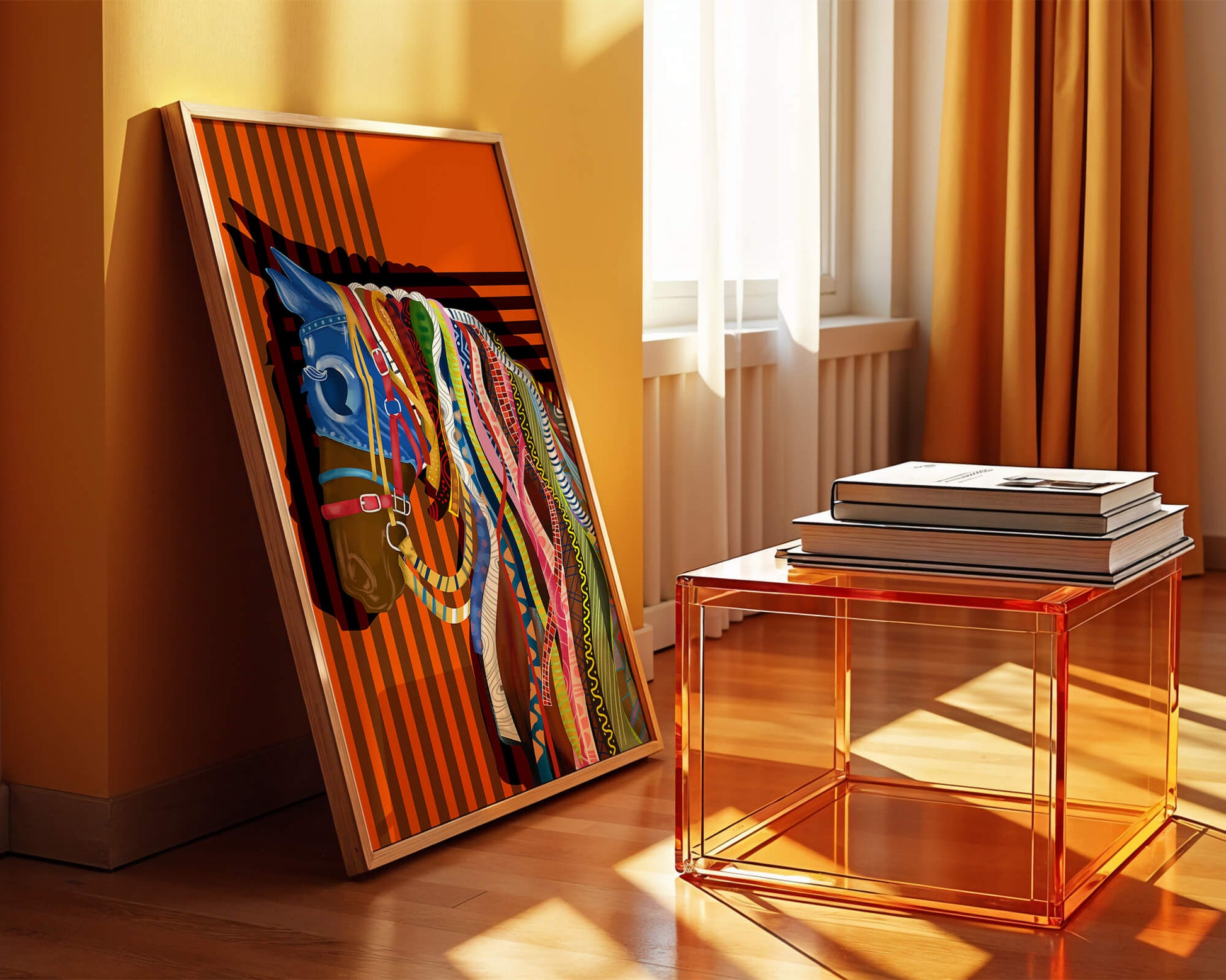 Colorful abstract horse art with intricate patterns