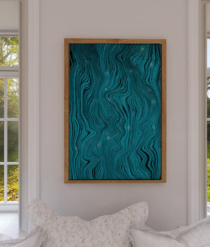 Abstract Wavy Blue Pattern with Black Lines - Mi tienda