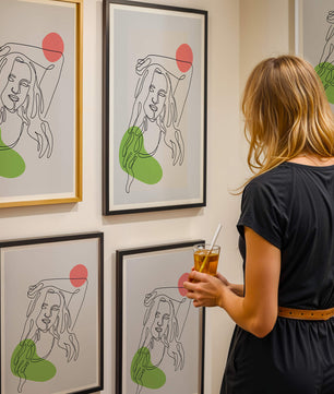 Line Art Portrait with Abstract Shapes in Minimalist Style - Mi tienda