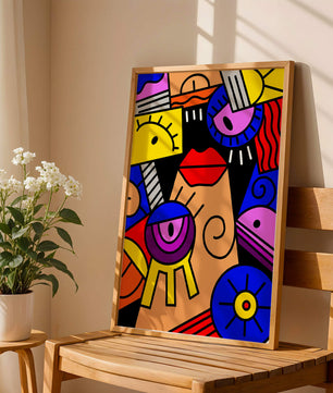 Abstract Geometric Pop Art with Bright Colors and Shapes - Mi tienda