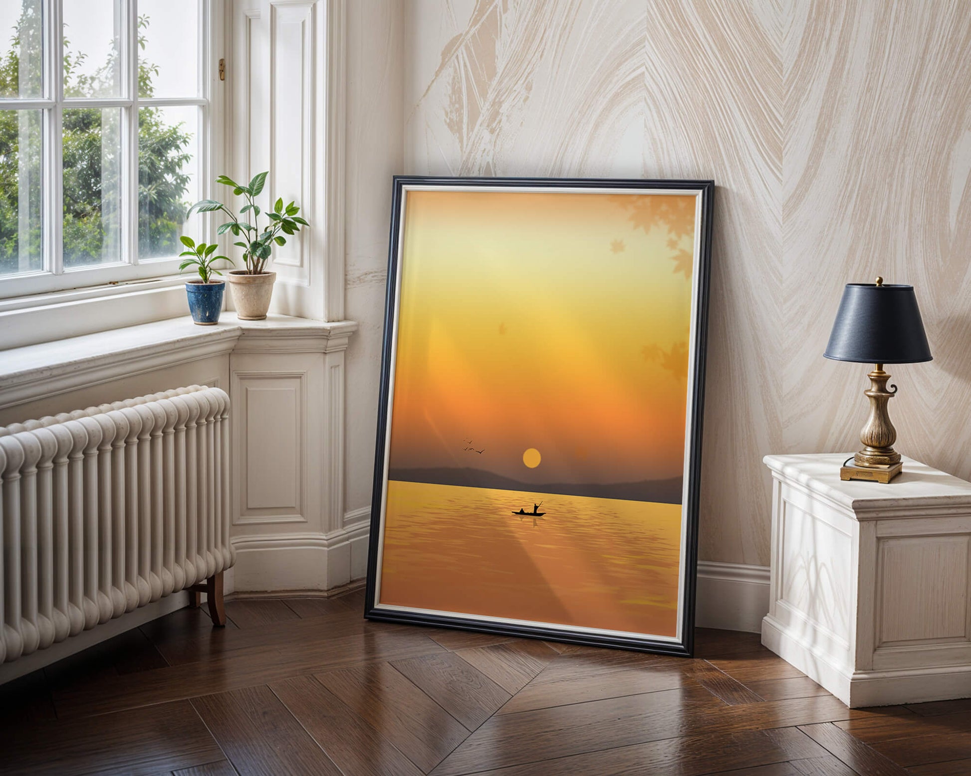 Serene Sunset with Canoeing on a Tranquil Lake