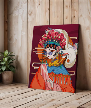 Illustration élégante de personnage d'opéra chinois aux couleurs vives