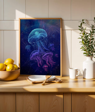 Jellyfish Illuminated in Magical Ocean Scene