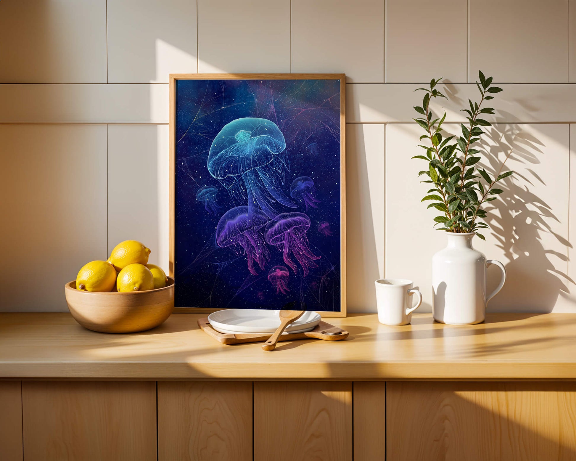 Jellyfish Illuminated in Magical Ocean Scene