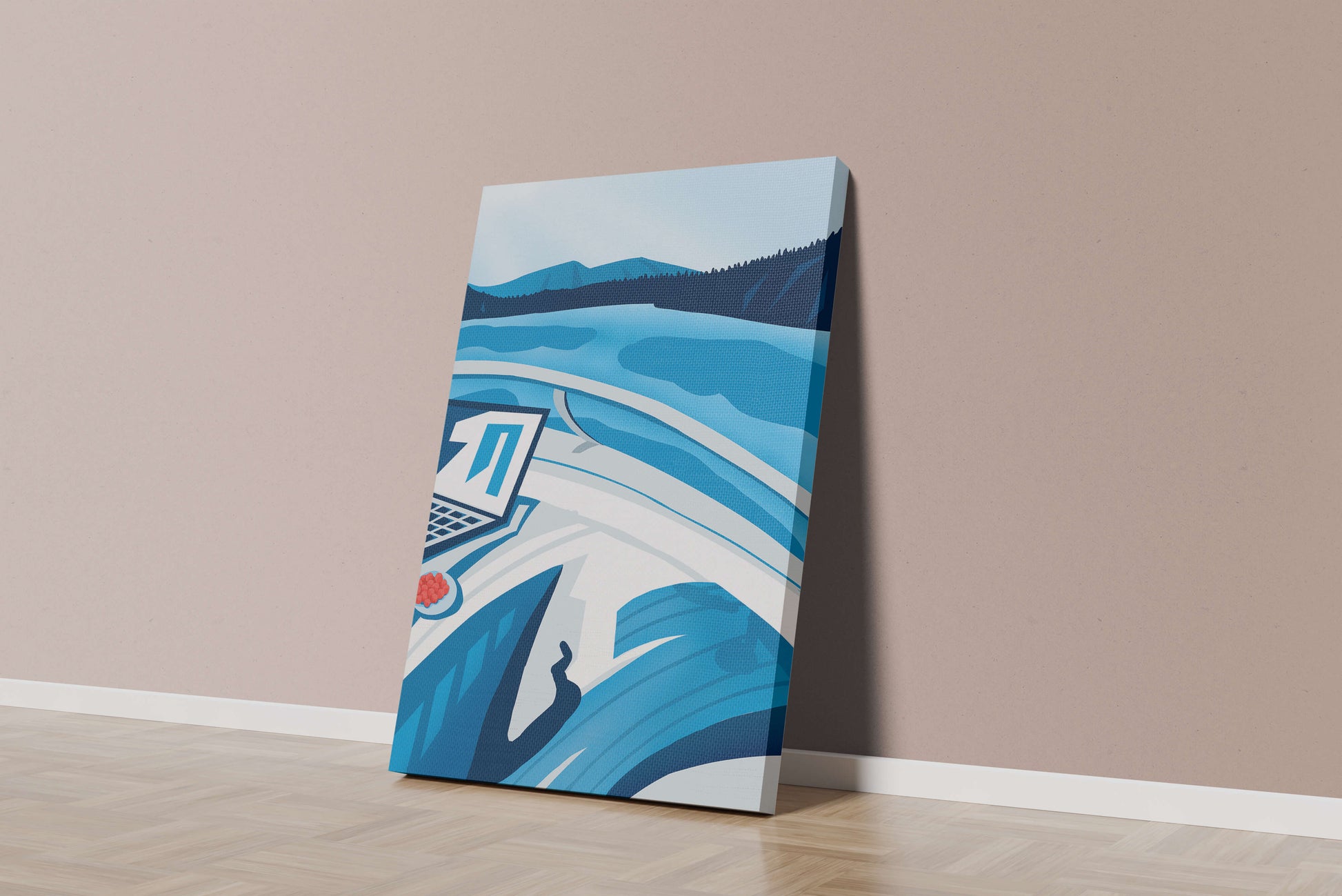 Modern Laptop and Scenic Lake View Illustration