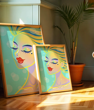 Portrait abstrait coloré d'une femme aux yeux fermés