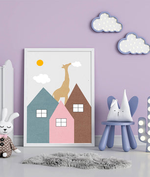 Giraffe Among Colorful Houses Under the Sun - Mi tienda