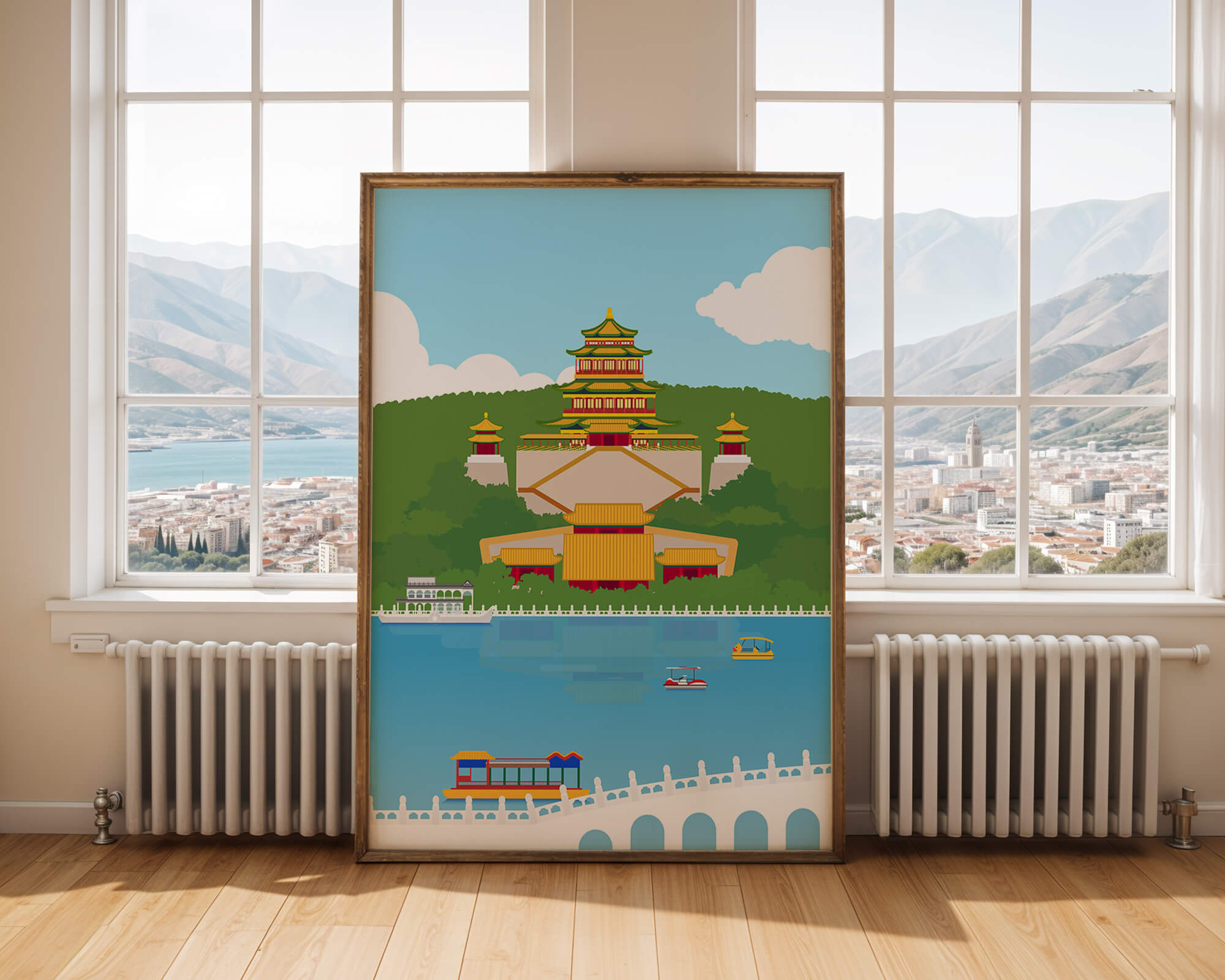 Traditional Chinese architecture by a serene lake