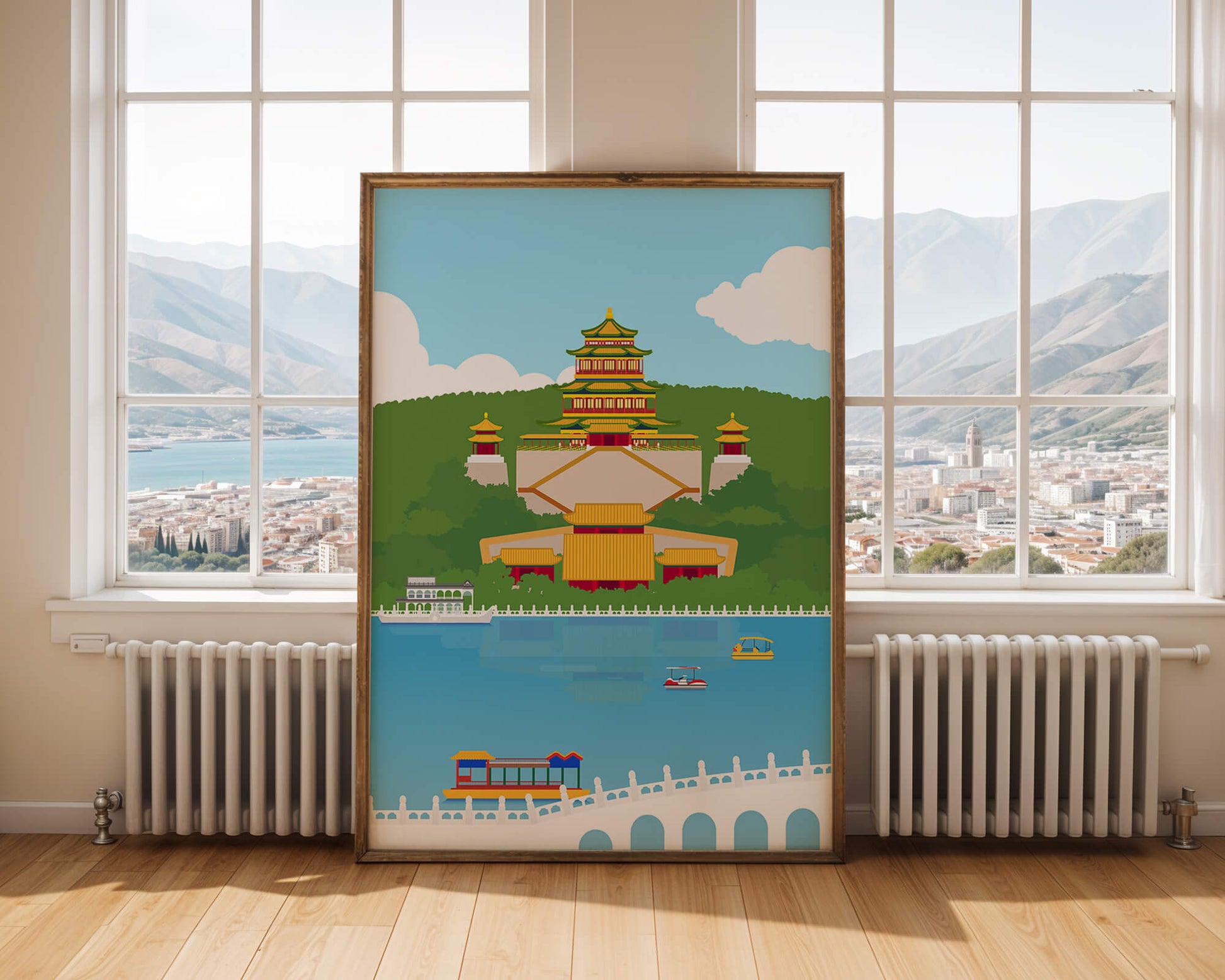 Traditional Chinese architecture by a serene lake