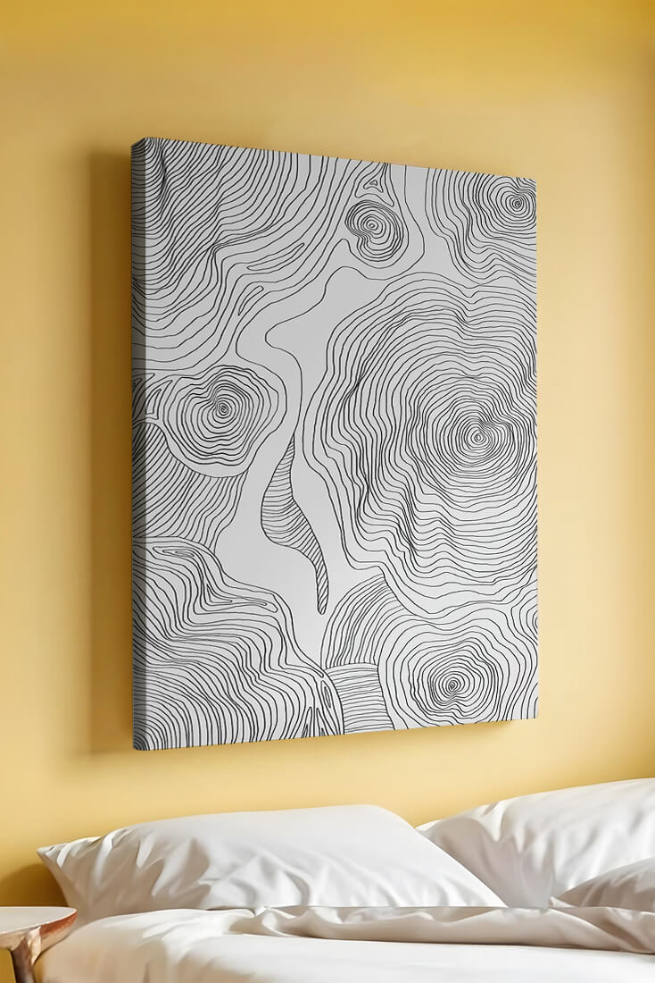 Art linéaire topographique abstrait avec des motifs tourbillonnants