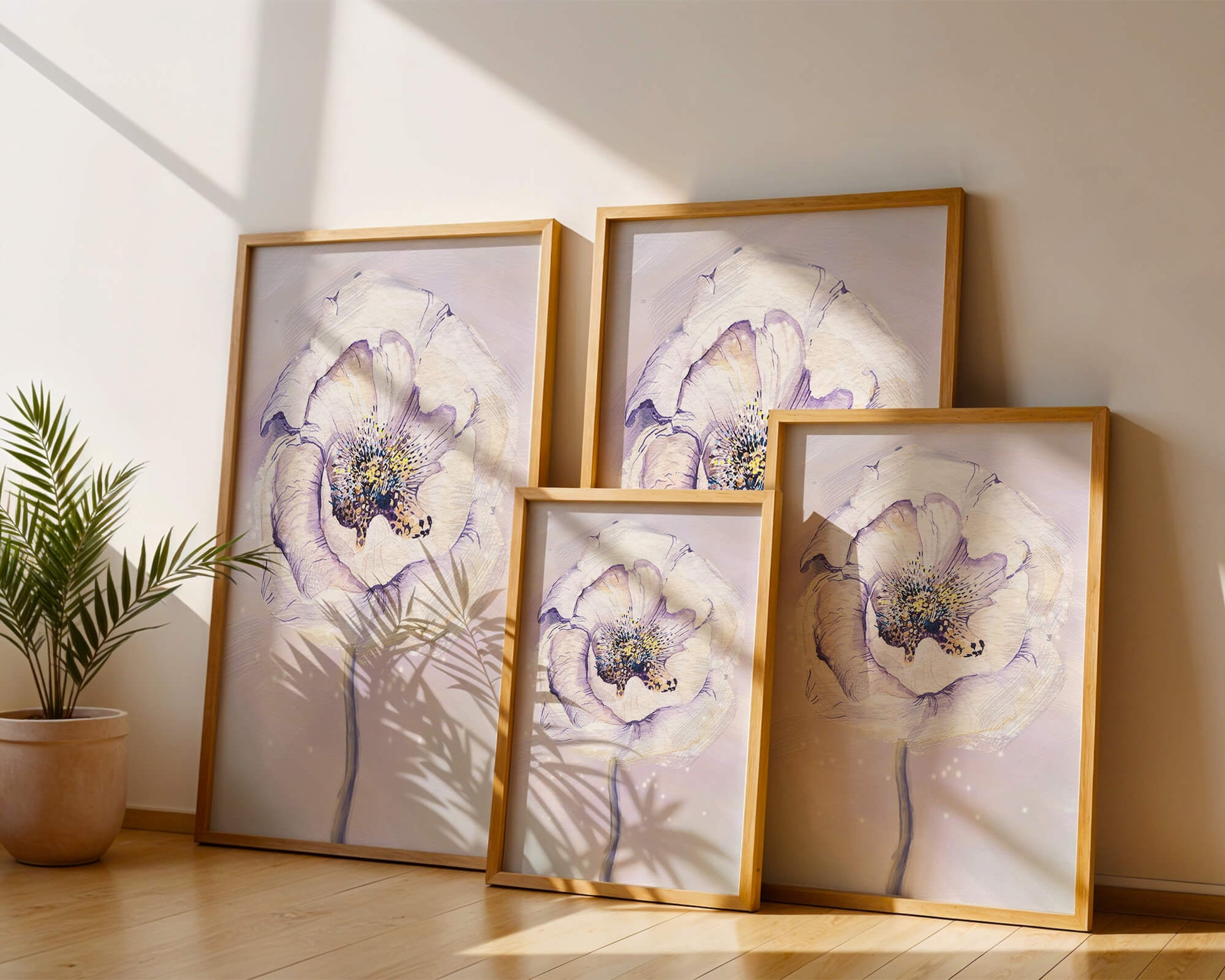 Elegant watercolor flower illustration with delicate pastel tones