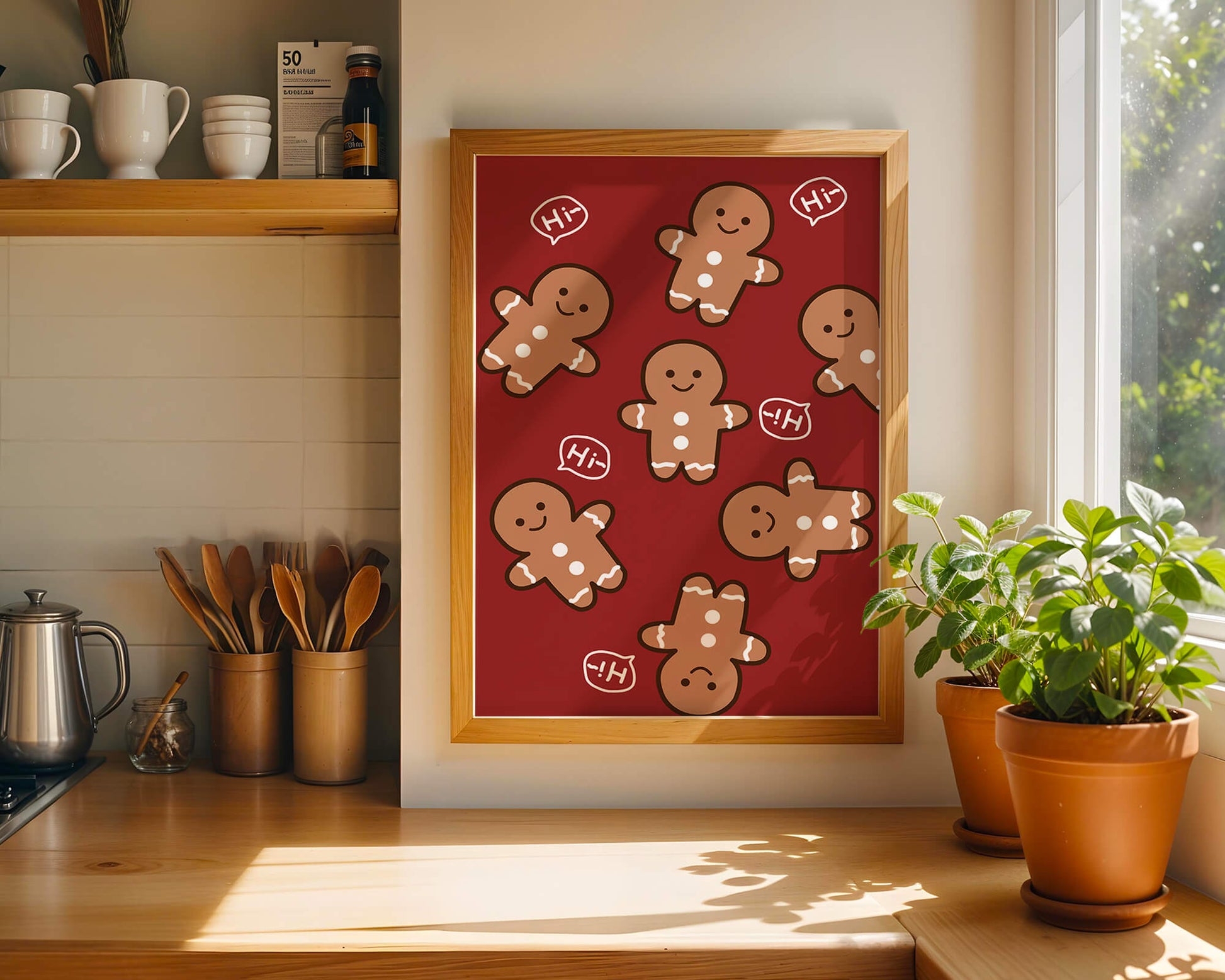 Playful gingerbread pattern with holiday greetings
