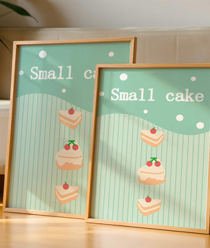 Charming illustration of small cakes with cherries