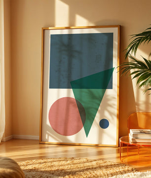 Abstract Geometric Composition with Overlapping Shapes on Textured Background - Mi tienda