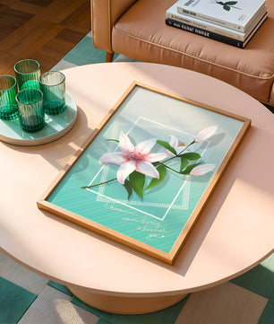 Elegant floral design with pink lilies and modern accents
