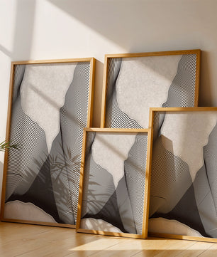 Motif ondulé abstrait noir et blanc sur fond texturé