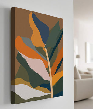 Abstract Botanical Illustration with Earthy Tones and Organic Shapes
