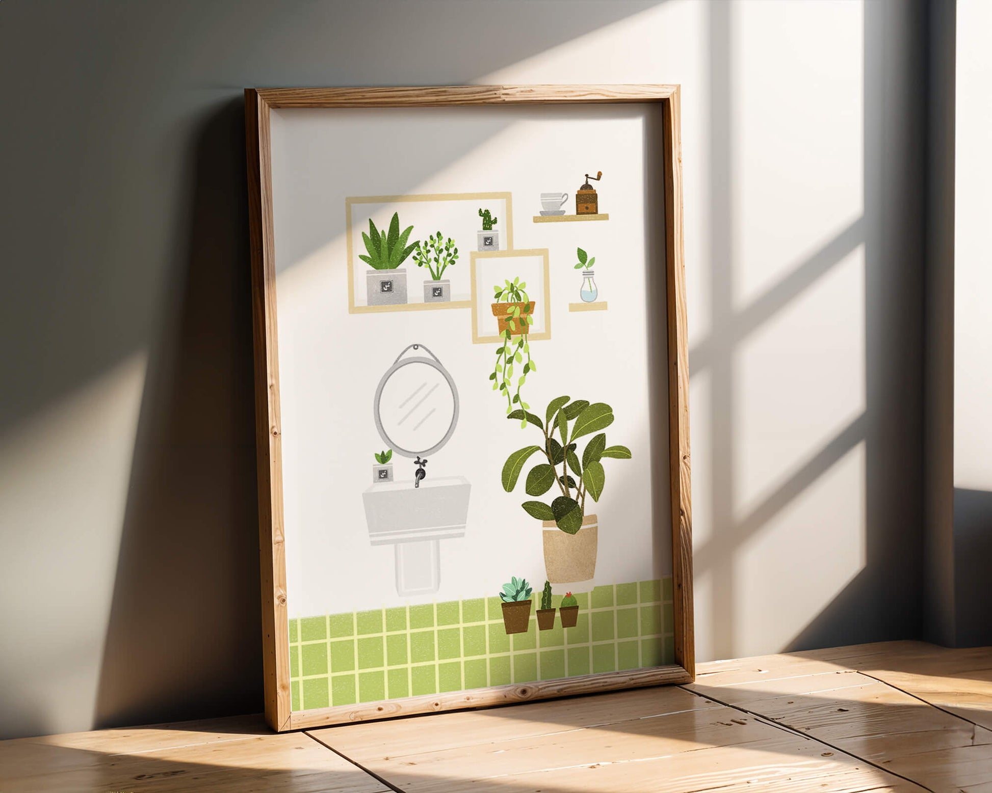 Stylish bathroom interior with plants and modern decor