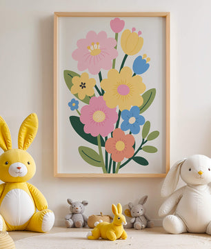 Ramo ilustrado de flores coloridas