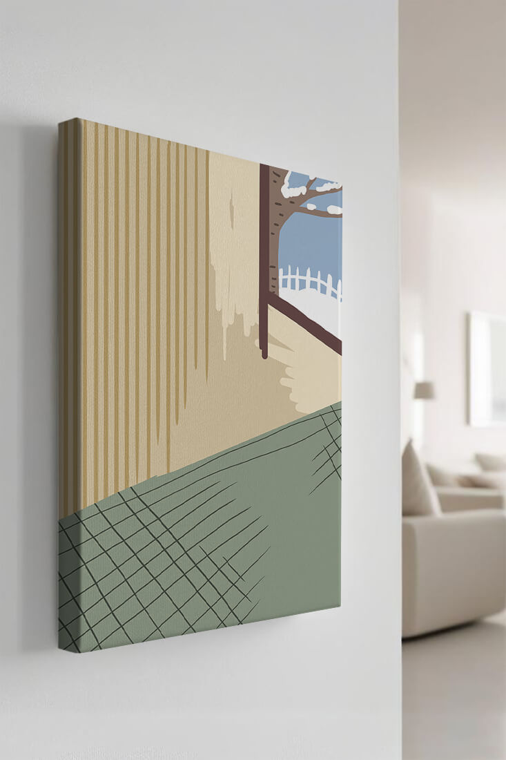 Interior Scene with Winter View Through a Window