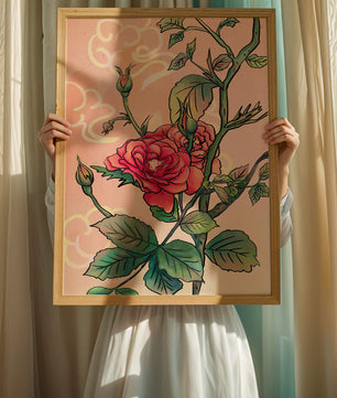 Ilustración Elegante de Rosa con Fondo Pastel Suave