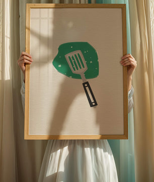 Spatula Artwork with Green Abstract Background - Mi tienda