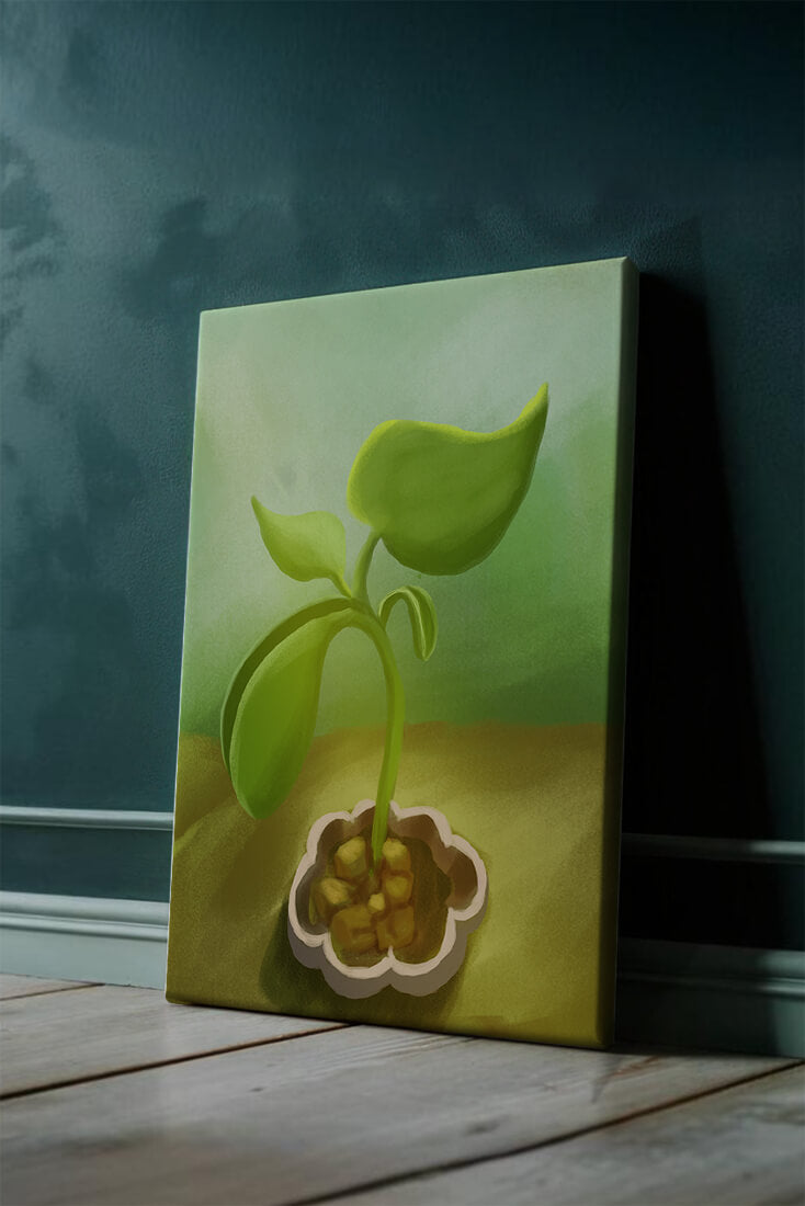 Young Green Plant Emerging from the Soil