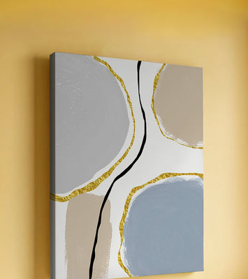 Abstract Painting with Gold Accents and Organic Shapes