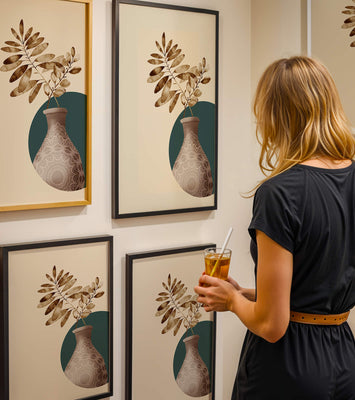 Elegant Botanical Illustration With Mandala Vase