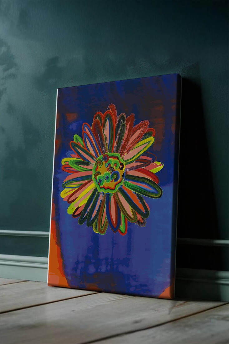 Arte floral abstracto colorido con pinceladas dinámicas