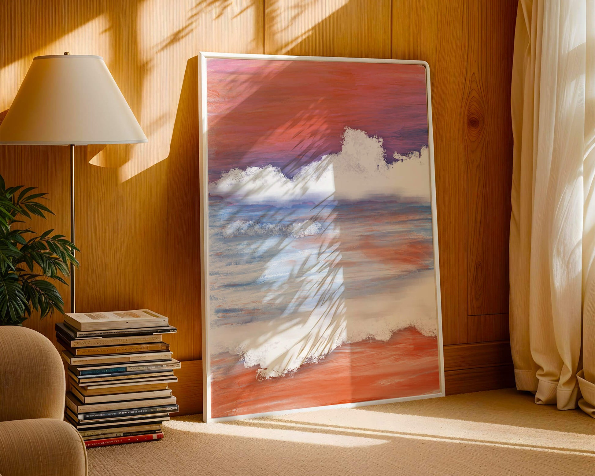 Calming Ocean Waves with Serene Sunset Sky