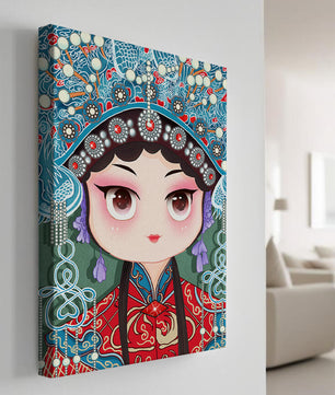 Cute Cartoon Character in Traditional Chinese Clothing with Intricate Headpiece