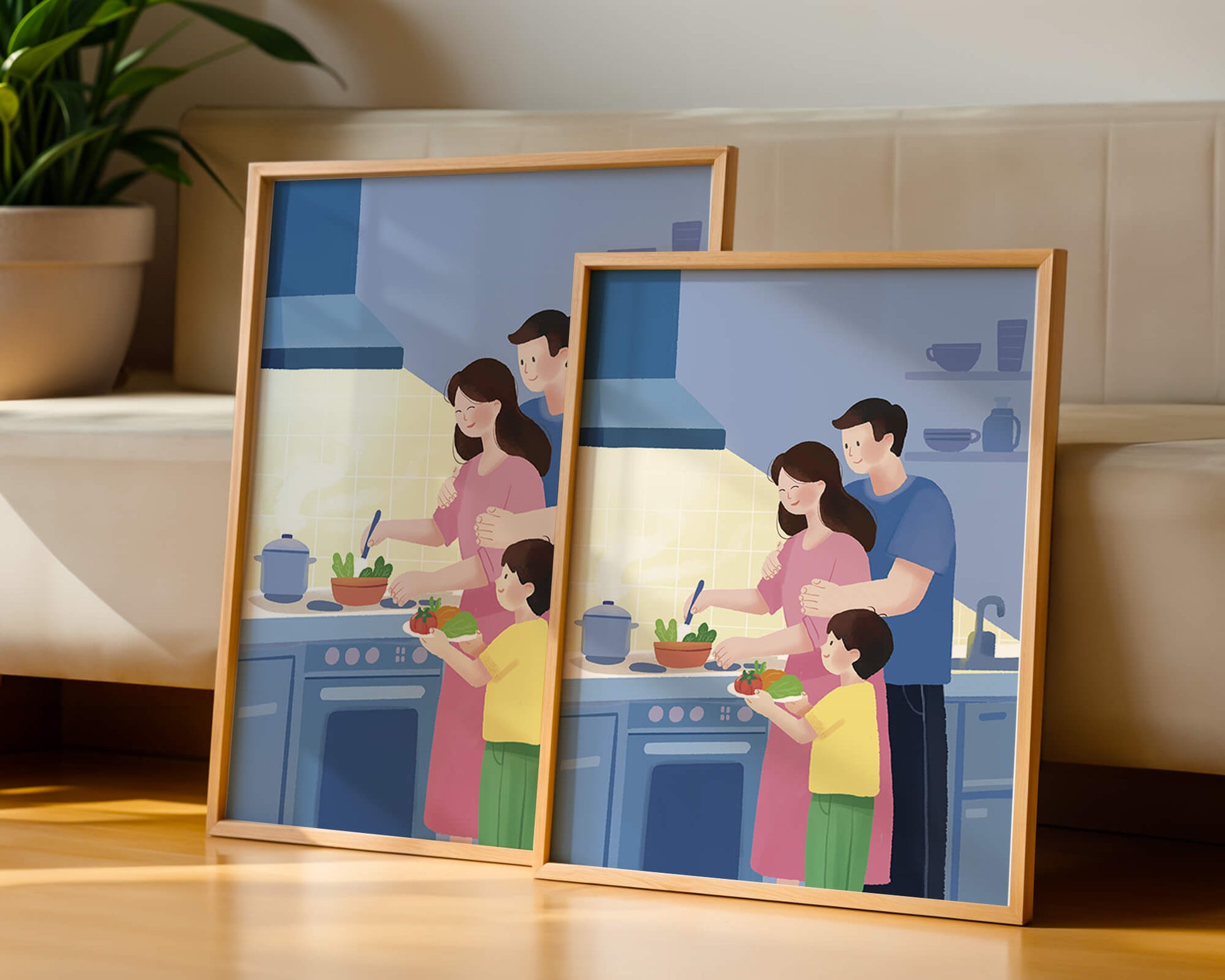 Family Cooking Together in a Modern Kitchen