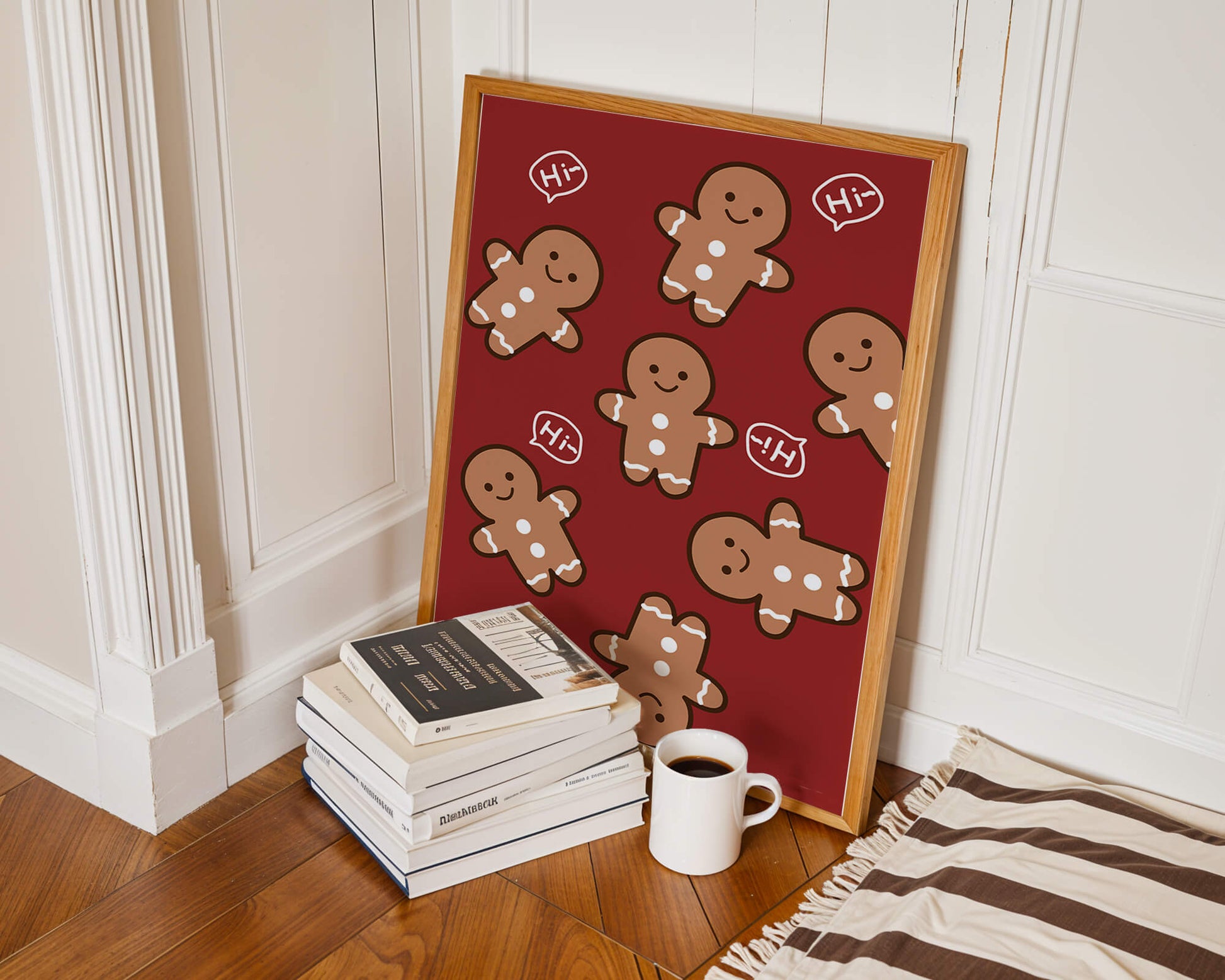 Playful gingerbread pattern with holiday greetings