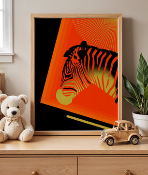 Abstract Zebra with Vibrant Colors and Golden Elements