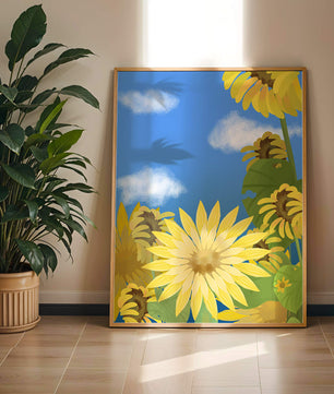 Sunny Sunflowers Against a Bright Blue Sky