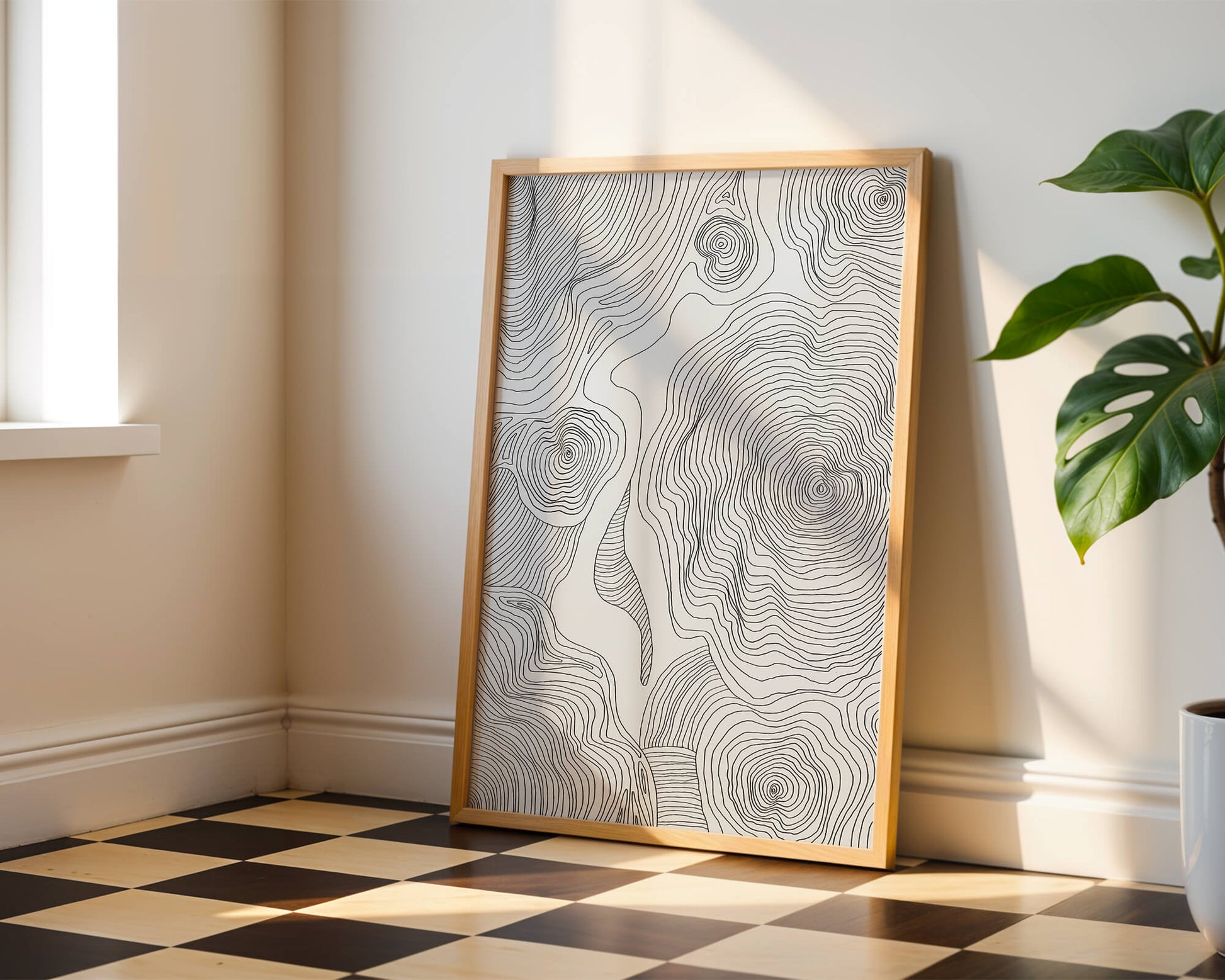 Art linéaire topographique abstrait avec des motifs tourbillonnants