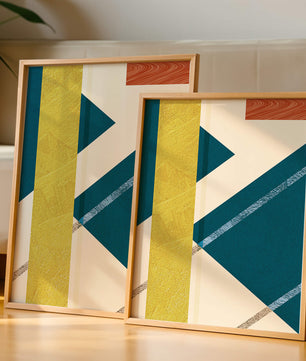 Abstract Geometric Composition with Bold Colors and Textures - Mi tienda