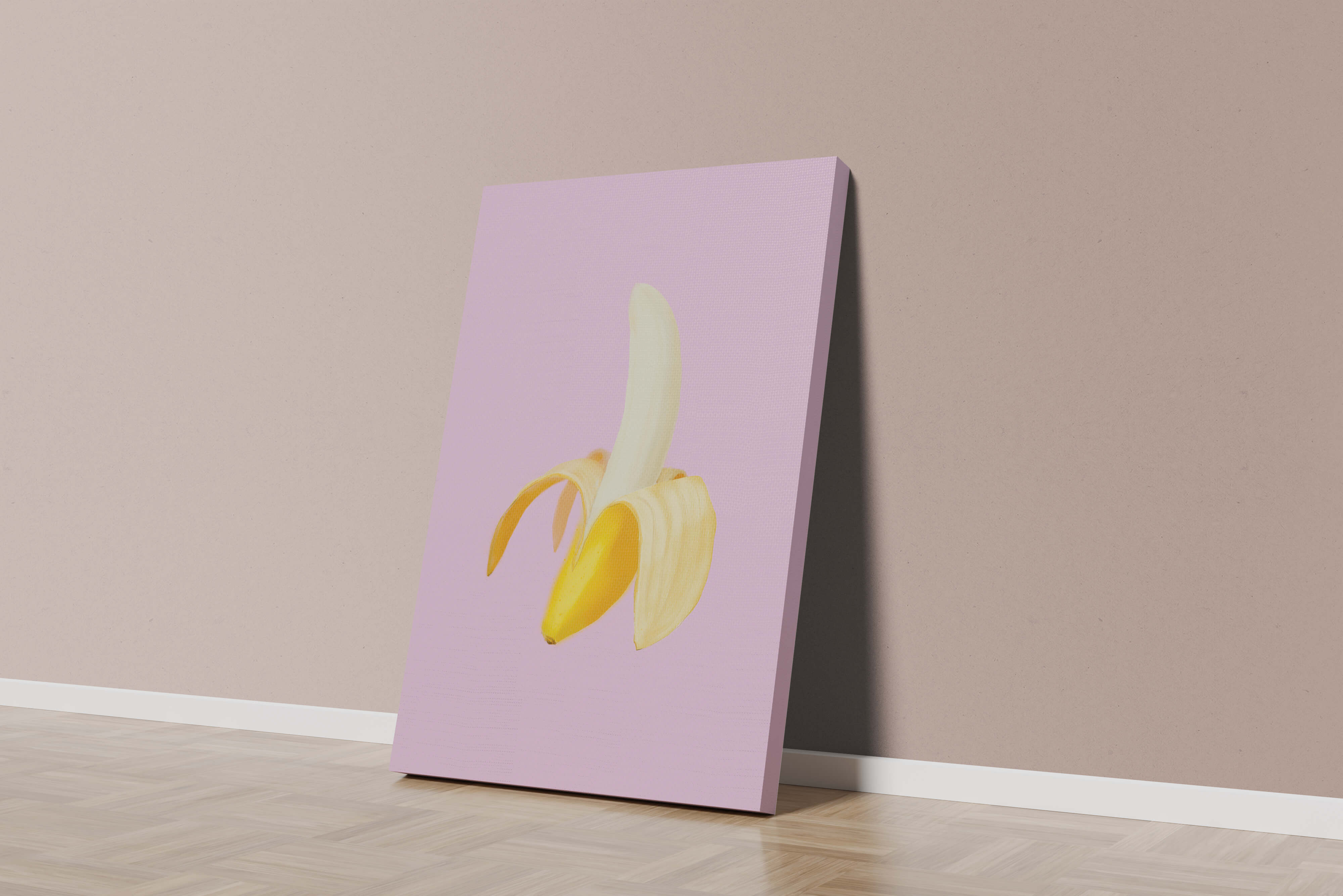 Open banana with purple background for vibrant decoration