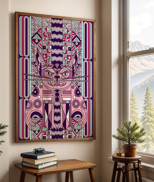 Gato Art Deco geométrico con patrones intrincados