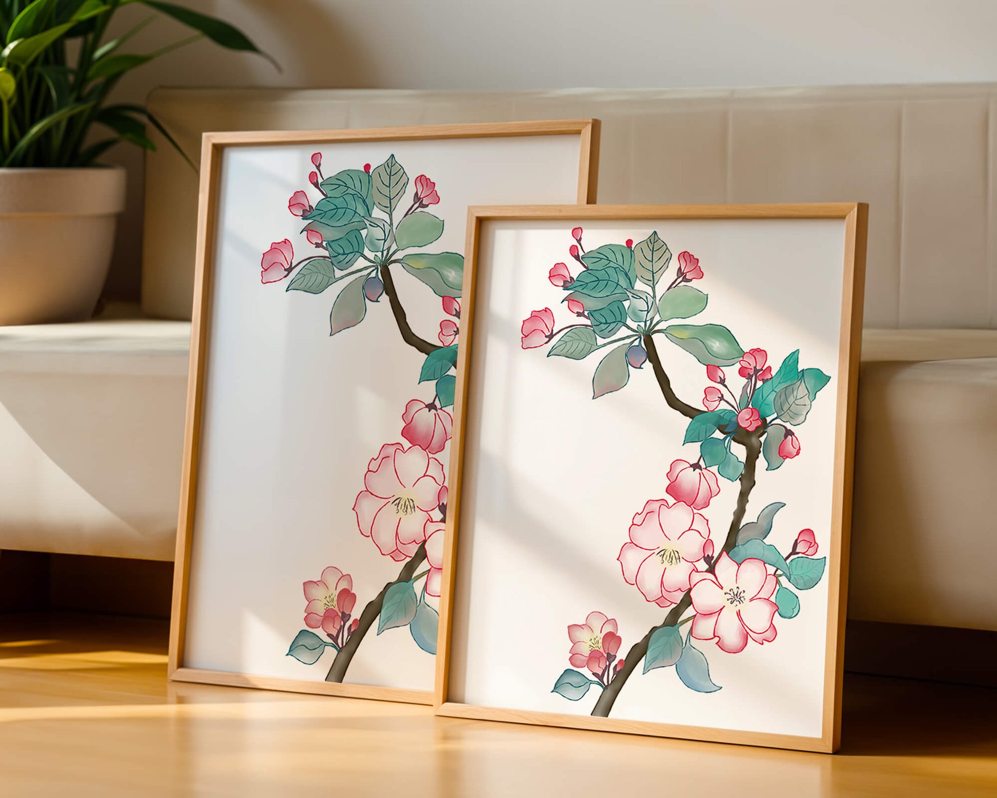 Elegant floral watercolor illustration with cherry blossom